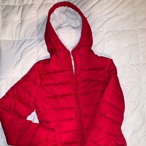 Authentic Hollister red puffer jacket